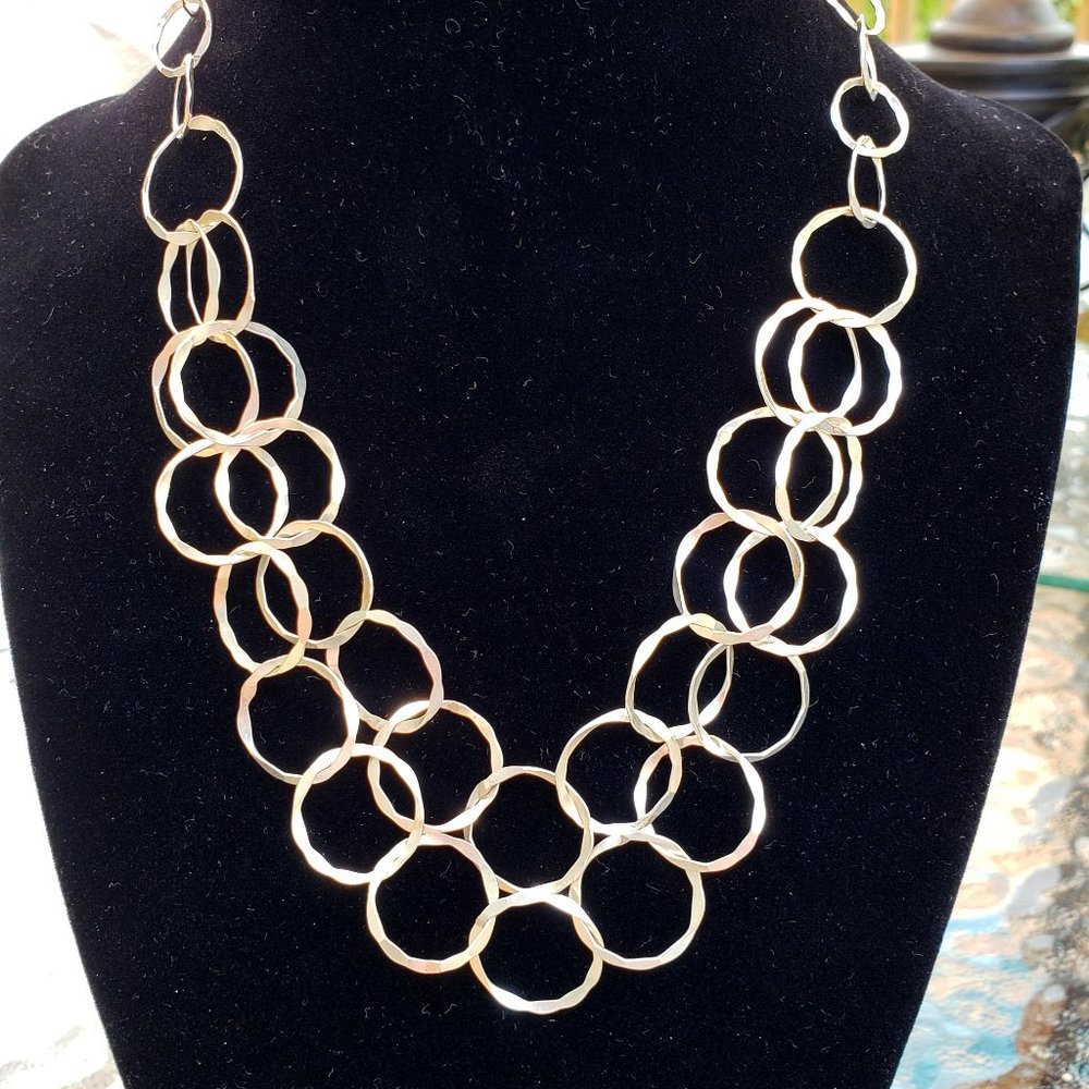 Sterling Hammered Circle Necklace